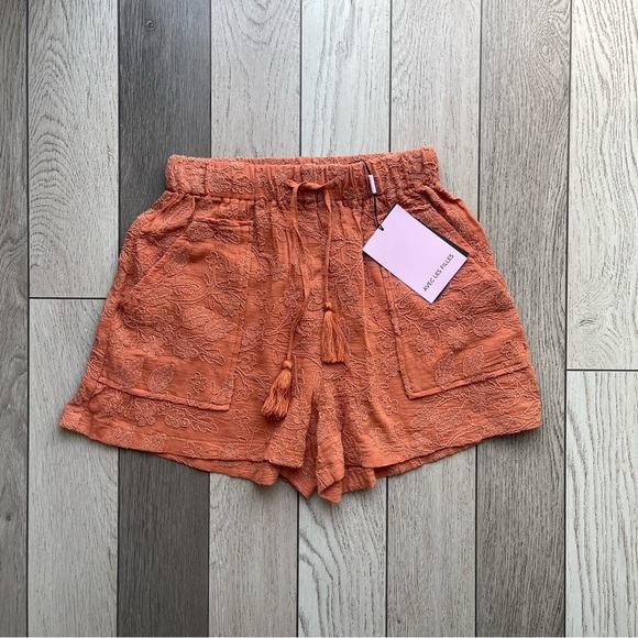 Avec Les Filles Pants - Avec Les Filles Orange Cargo Shorts Relaxed Fit